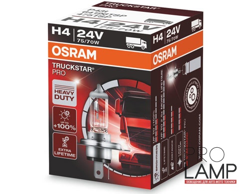 Галогеновые лампы Osram Truckstar Pro 24V, H4 - 64196TSP