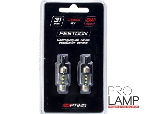Светодиодные лампы Optima Premium C5W, 31мм — Optima Premium C5W 31mm CAN Festun 2