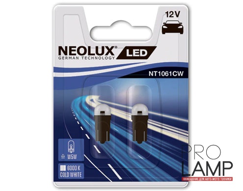 Светодиодные лампы Neolux W5W 6000K / NT1061CW-02B — neolux led w5w nt1061 12v 05w duoblister 6000k 2