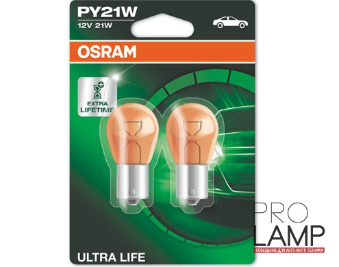 Галогеновые лампы Osram Ultra Life PY21W - 7507ULT-02B — Osram ULTRA LIFE PY21W 7507ULT 1